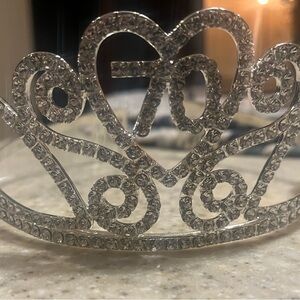 Sparkling Silver Tiara with Heart Design